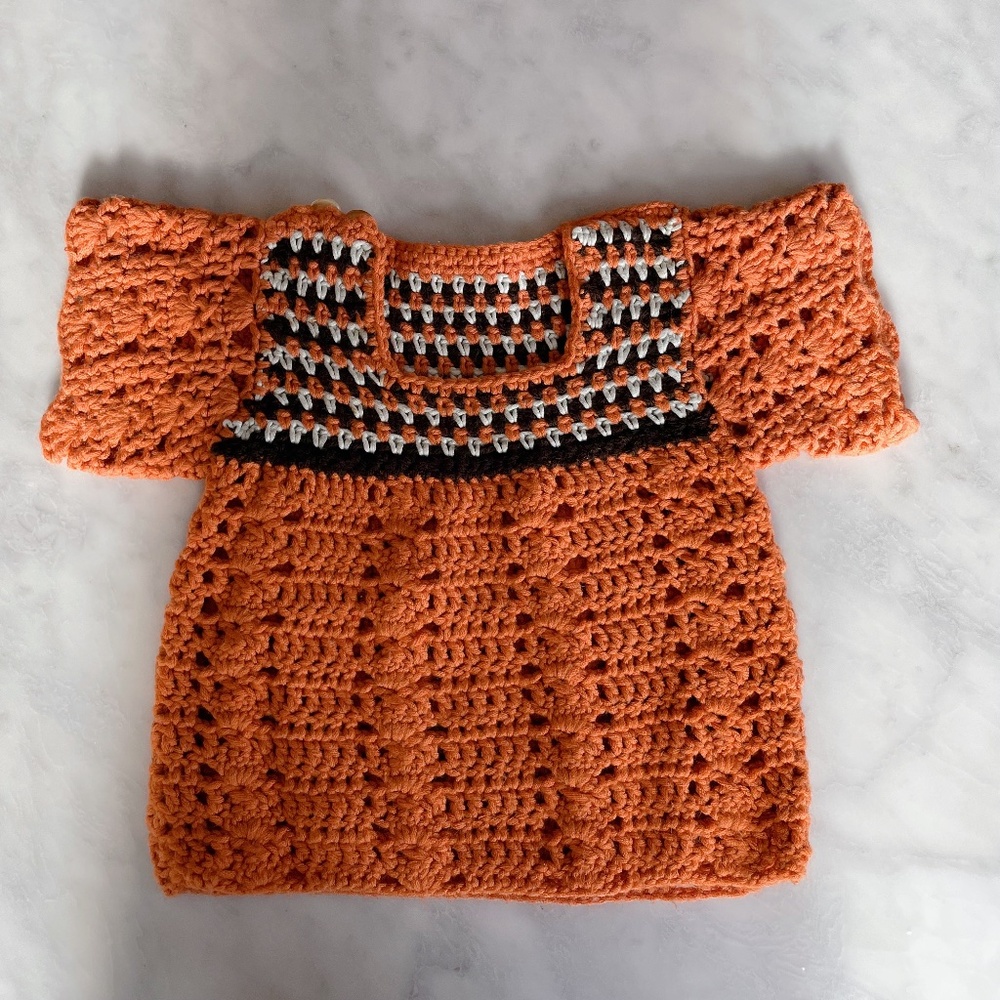 Handcrafted "Tangerine Dream" Crochet Baby Top - Super Soft & Stylish- 12 Months